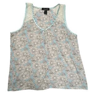 Rene Rofe Sleepwear Tank Floral Print Pajama Top Women's Medium‎ Sleep Shirt